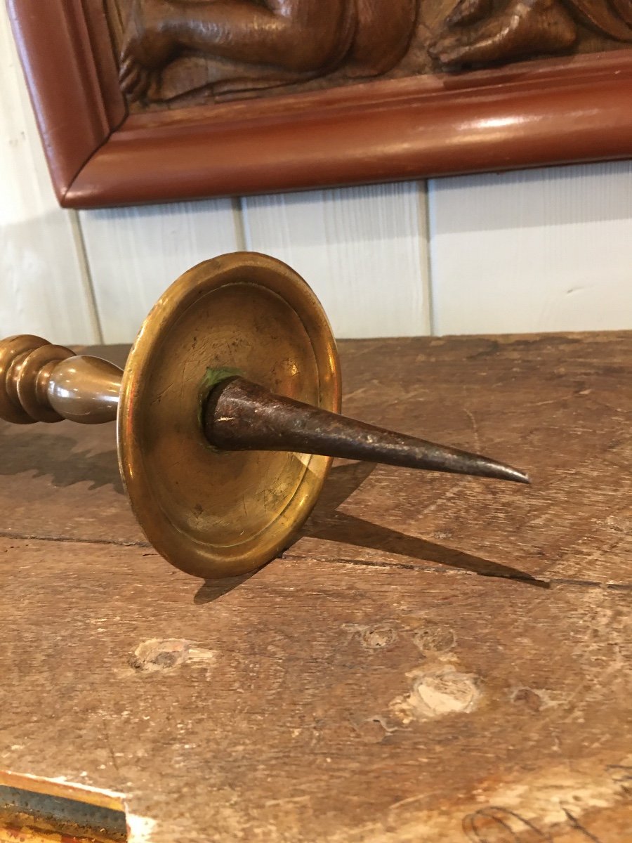 Bronze Candle Stick, 17th Century-photo-4