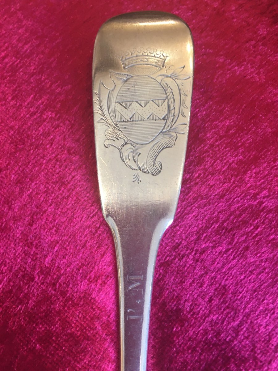 Cuillère à Ragoût Argent Massif Armoriée 18eme-photo-2