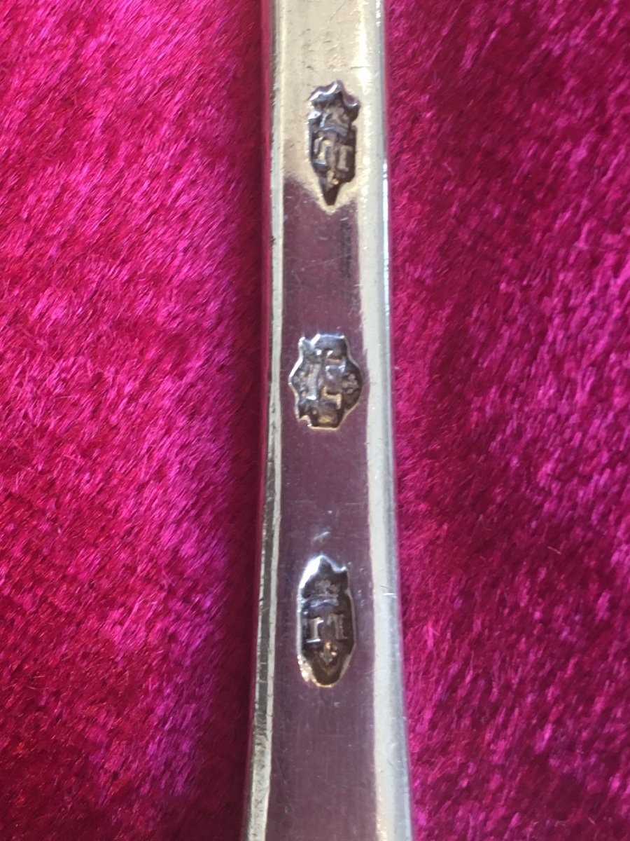 Cuillère à Ragoût Argent Massif Armoriée 18eme-photo-3