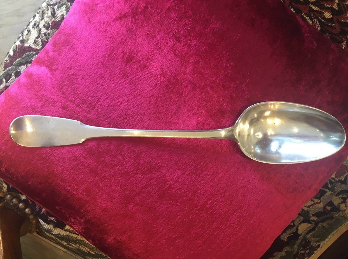 Cuillère à Ragoût Argent Massif Armoriée 18eme-photo-4