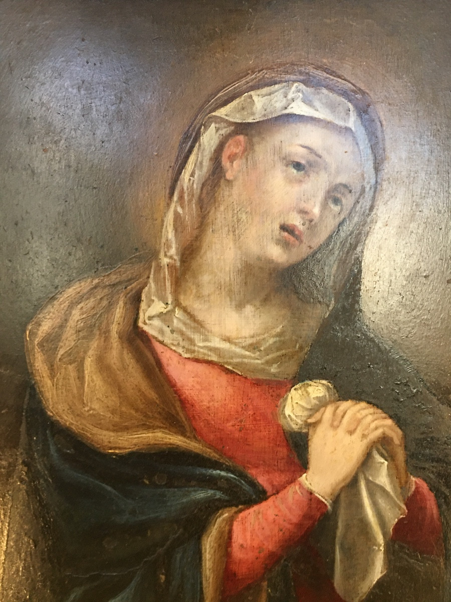 Huile Sur Cuivre Vierge Epoque XVIIeme -photo-2