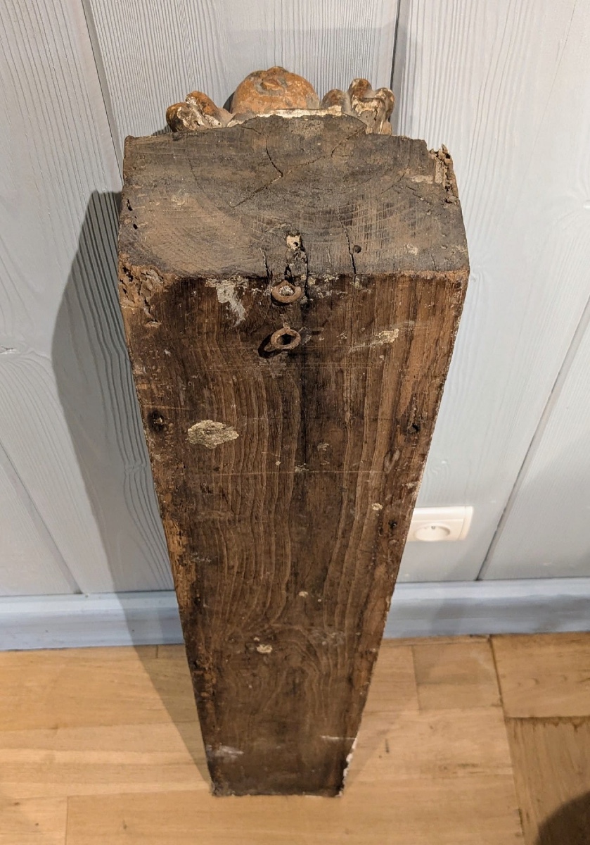 Pair Of Carved Wooden Elements Decorated With Putti, 17th Century-photo-1