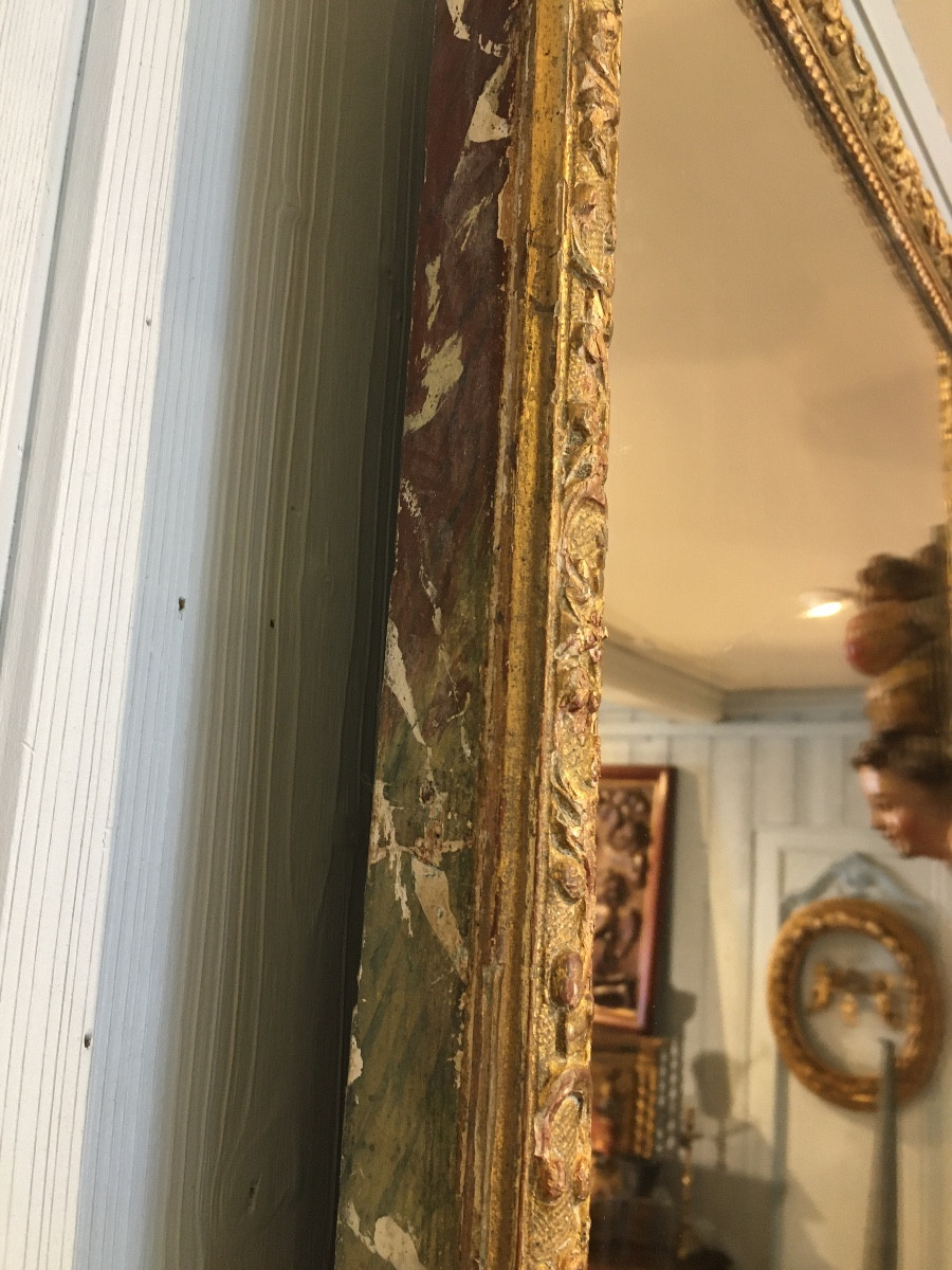 Louis XVI Gilded Wood Mirror, 18th Century-photo-4