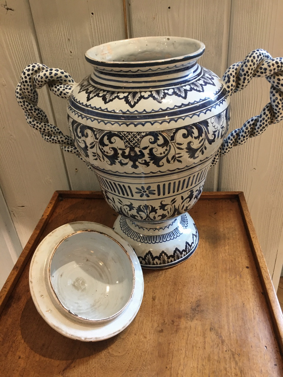 Large Covered 19th Century Earthenware Pharmacy Jar-photo-4