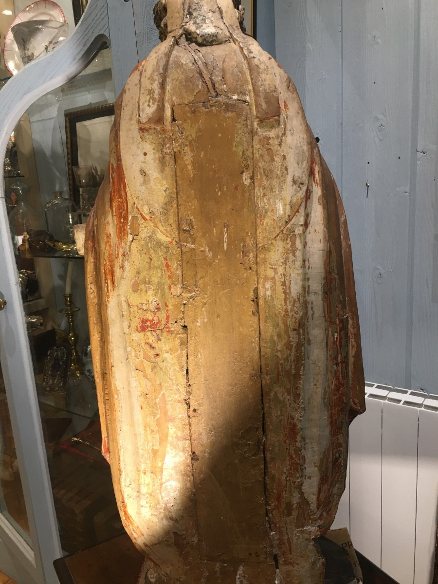 Gilded Wood Sculpture Of Bishop St. Nicholas, Late 17th Century-photo-2