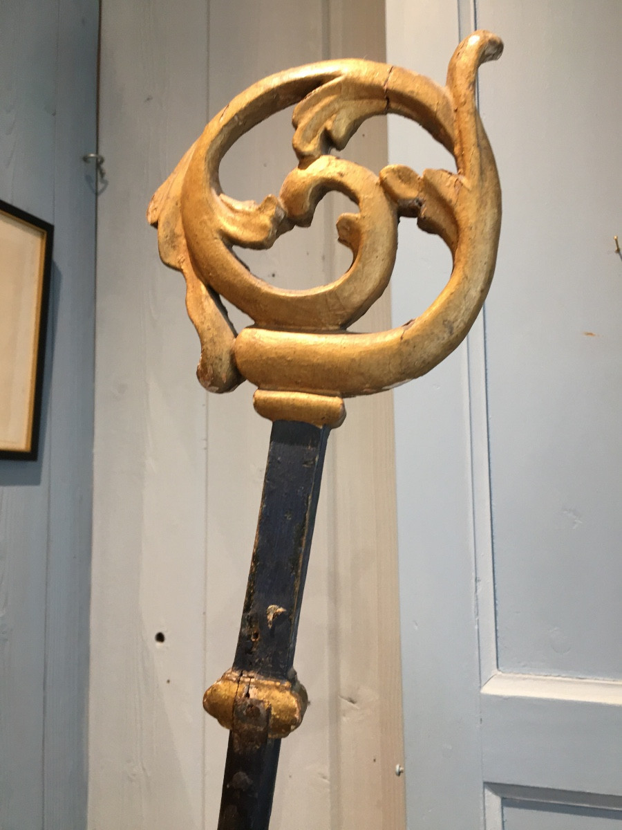 Gilded Wood Sculpture Of Bishop St. Nicholas, Late 17th Century-photo-3