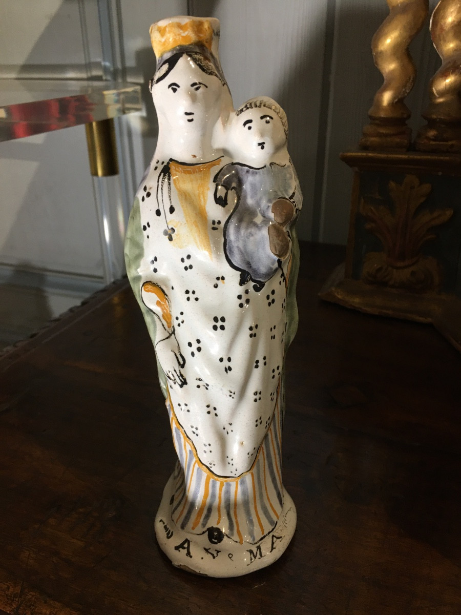 18th Century Faience Virgin Mary After Childbirth-photo-3