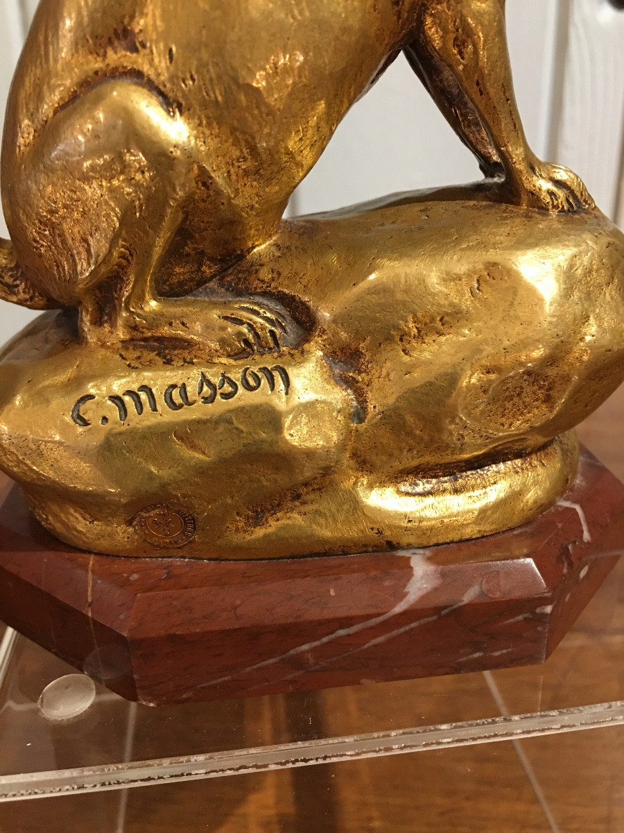 Bronze de Charles Masson Lièvre assis 19 eme-photo-3