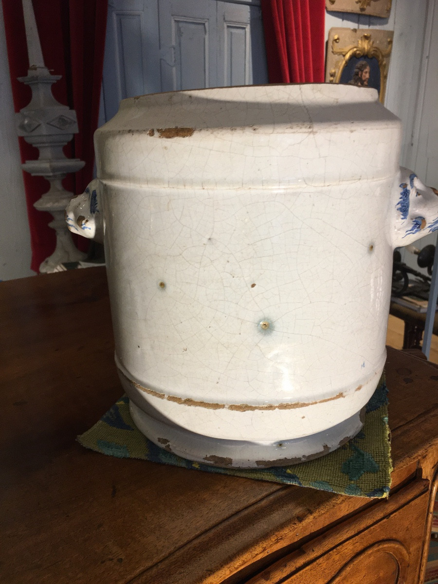 Pot à tabac faïence décor bleu fin 18 eme-photo-4