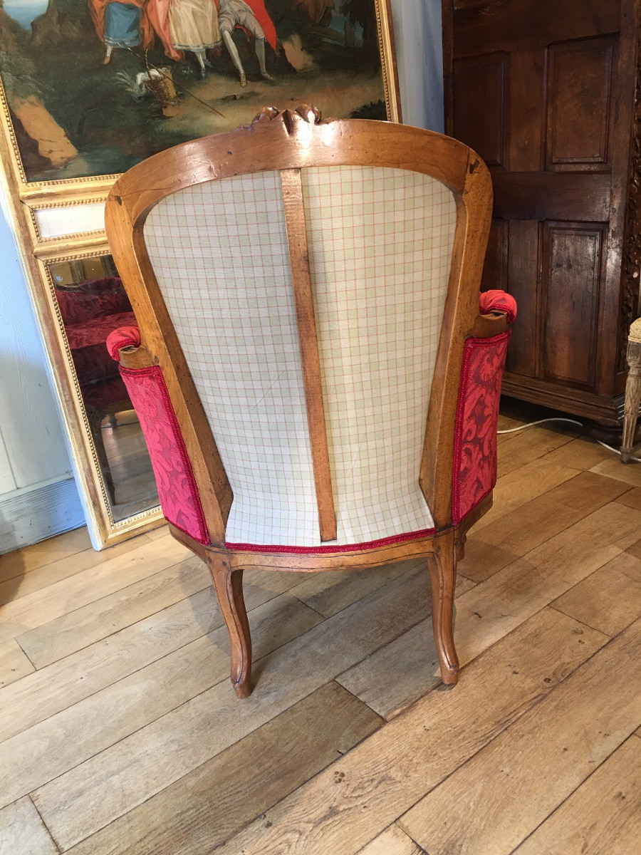 Louis XV Style Walnut Bergère Chair, 18th Century-photo-1