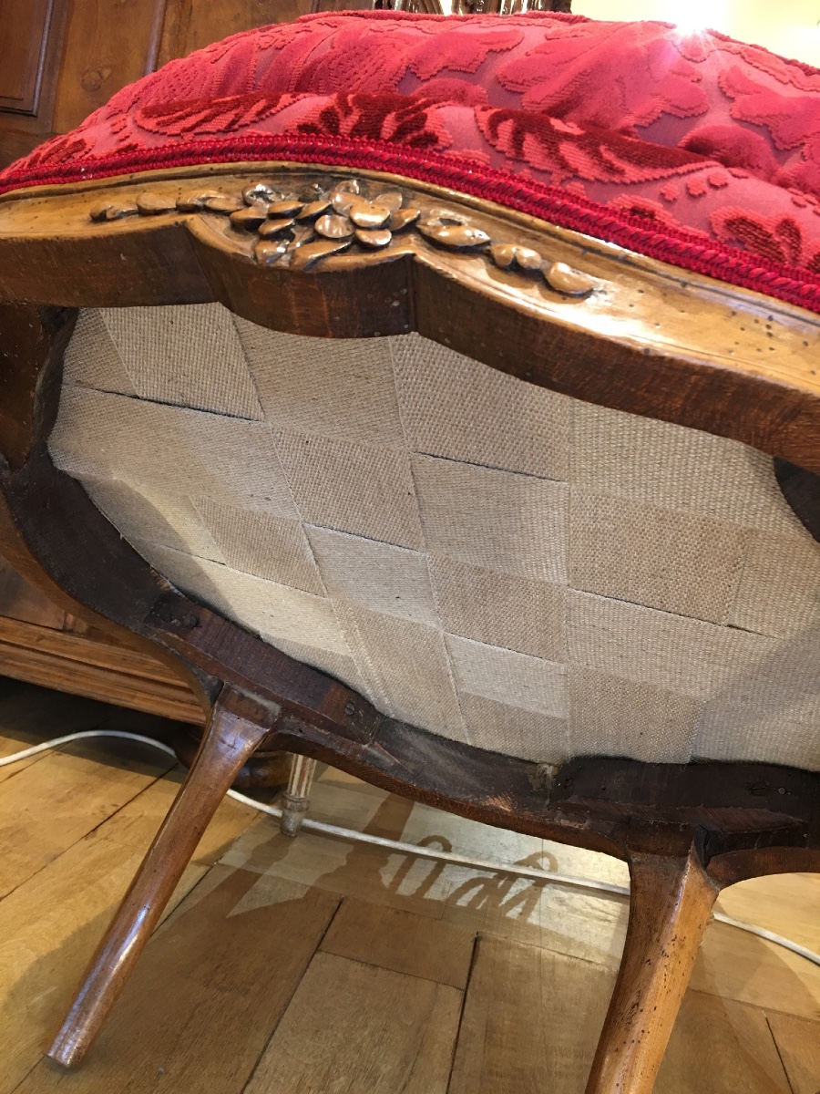 Louis XV Style Walnut Bergère Chair, 18th Century-photo-2