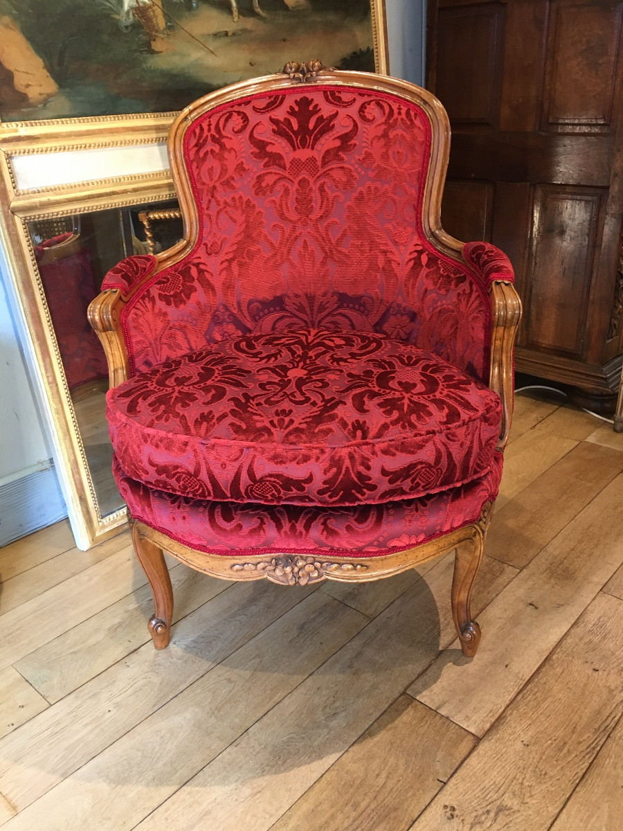 Louis XV Style Walnut Bergère Chair, 18th Century