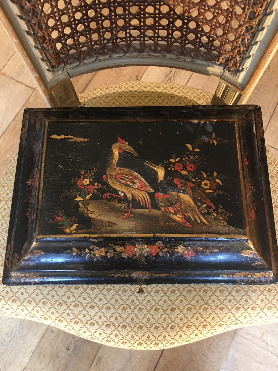 Boîte à perruque en vernis européen époque XVIII -photo-2