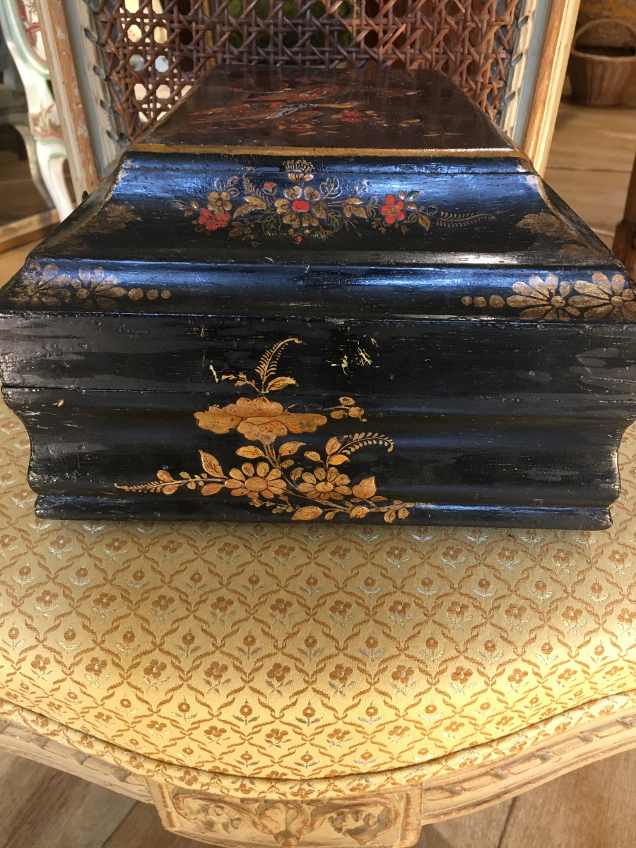 Boîte à perruque en vernis européen époque XVIII -photo-4