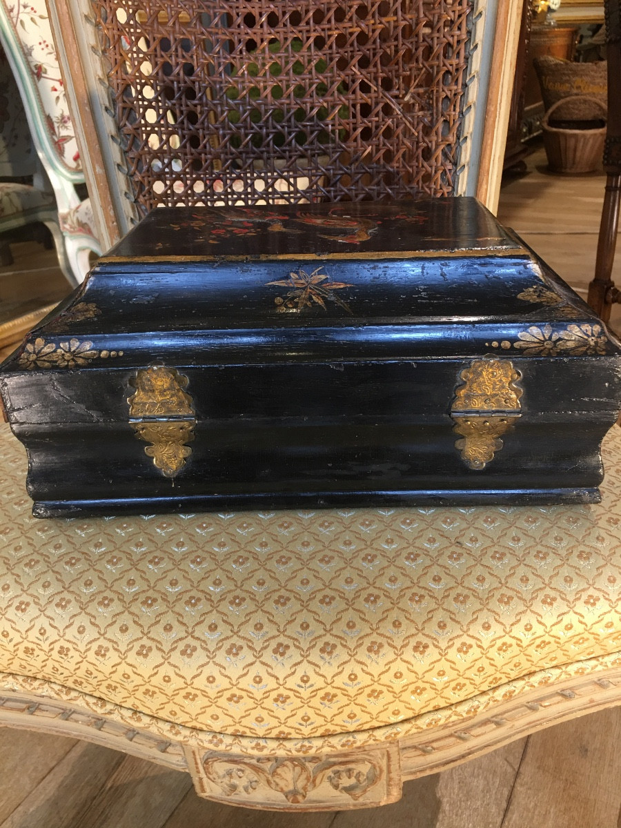 Boîte à perruque en vernis européen époque XVIII -photo-1