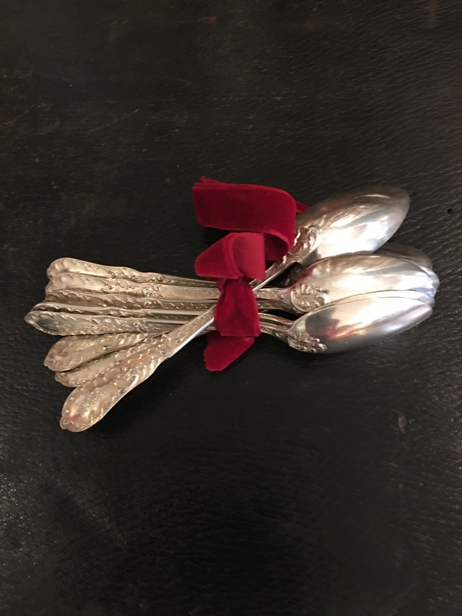 Solid Silver Minerva Dessert Spoons, 19th Century-photo-2