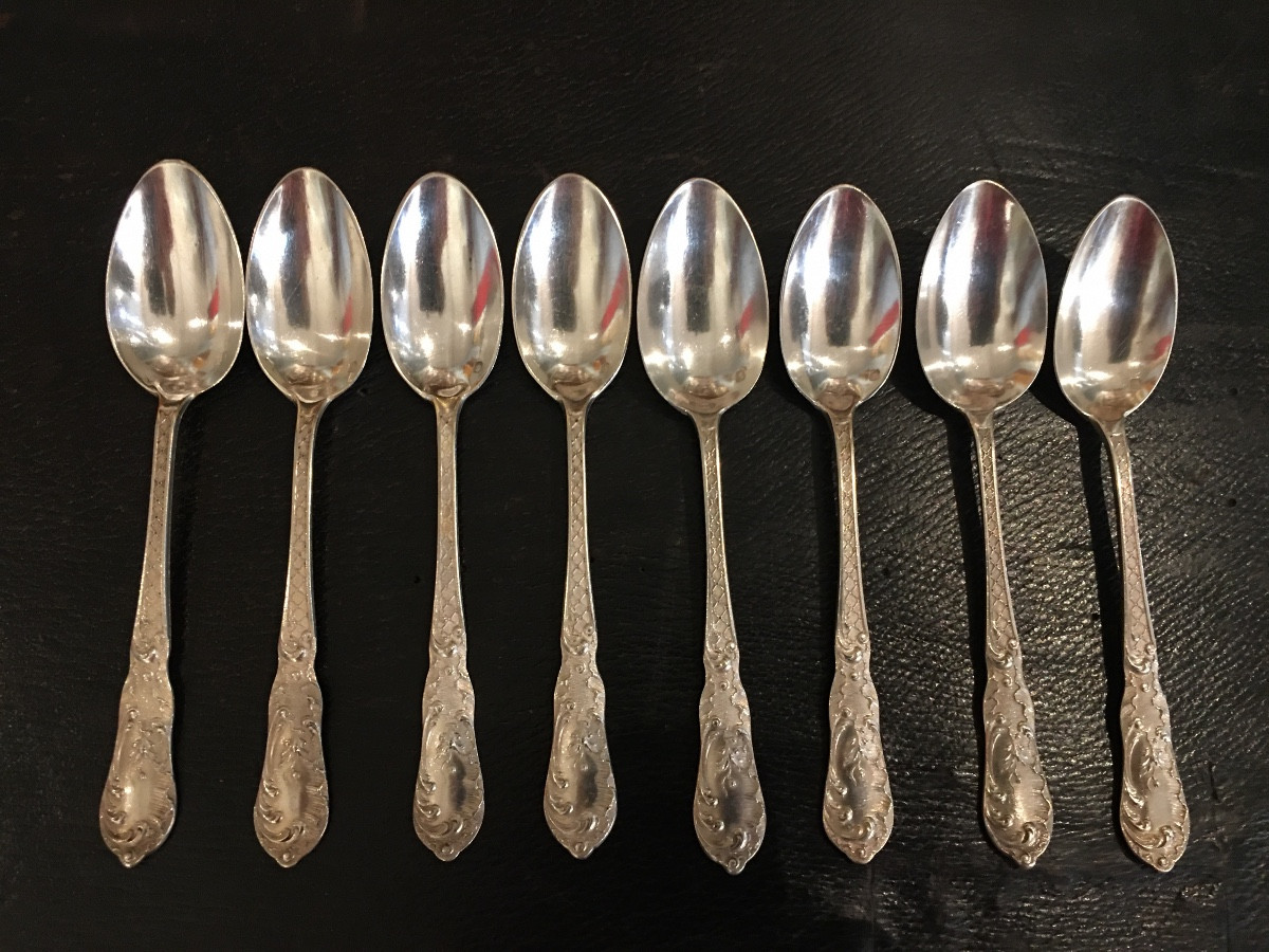 Solid Silver Minerva Dessert Spoons, 19th Century-photo-3