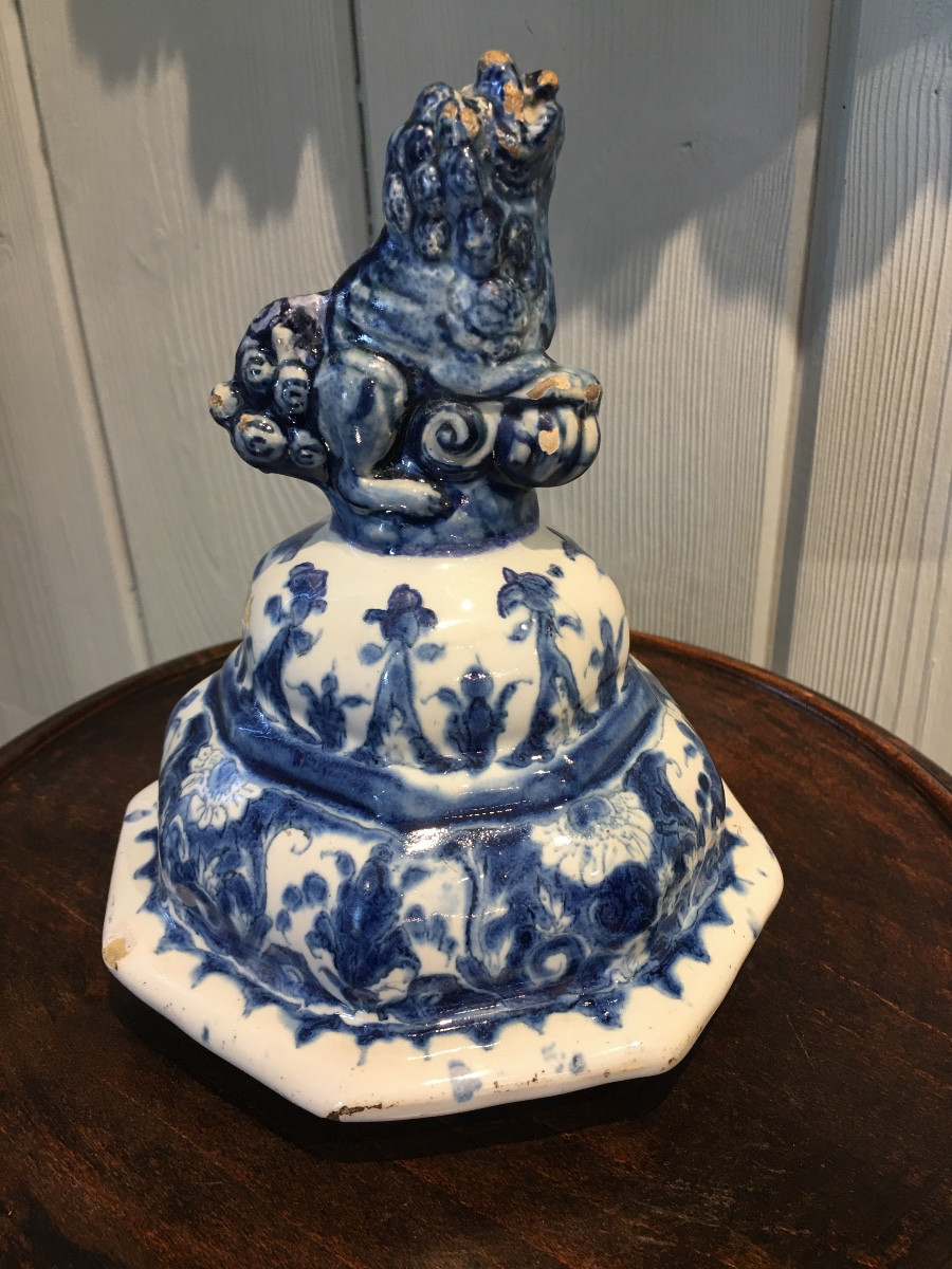 Delftware Pot Lid, Early 18th Century-photo-3