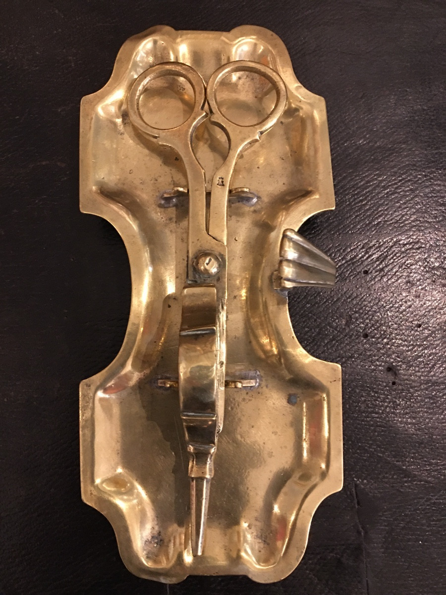 Paire de mouchettes laiton poinçon R couronné 18 em-photo-2