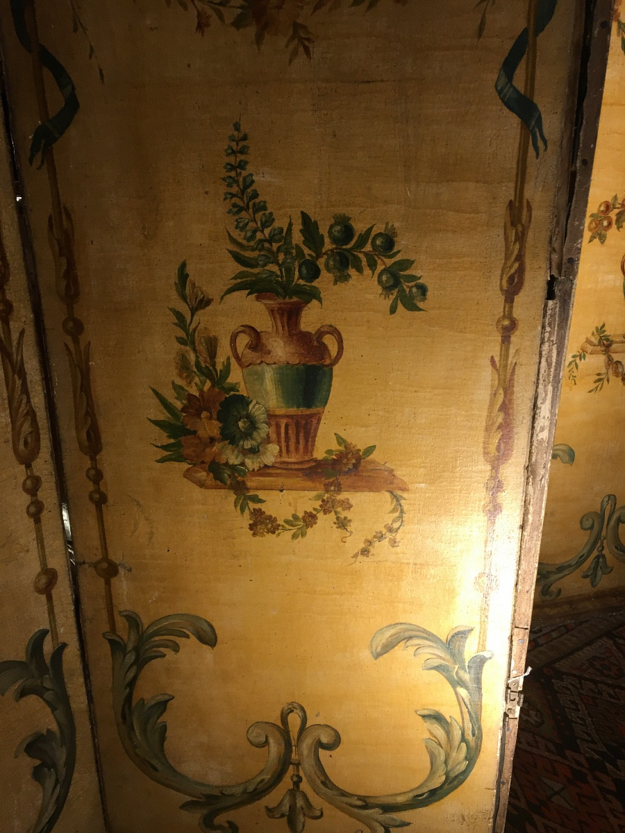 Louis XVI Style Four-panel Screen, Late 18th Century-photo-3