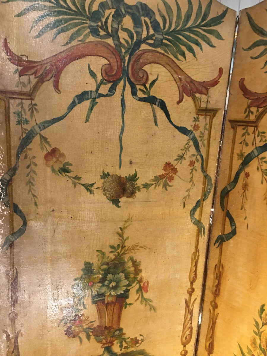 Louis XVI Style Four-panel Screen, Late 18th Century-photo-4