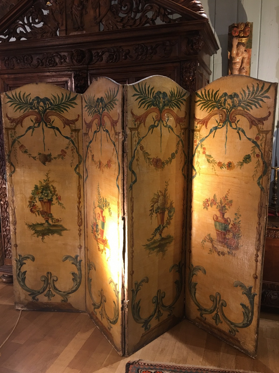 Louis XVI Style Four-panel Screen, Late 18th Century