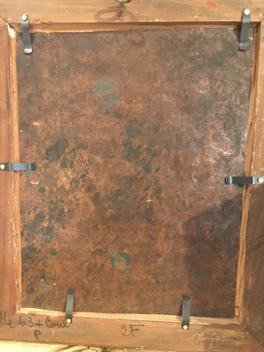 Huile-sur-cuivre St-Joseph et le Christ bébé 18eme-photo-2