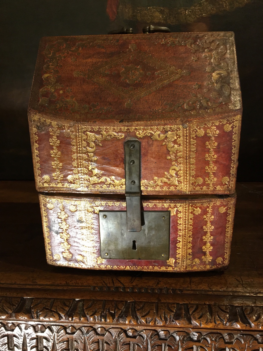 18th Century Gold-stamped Leather Cutlery Box
