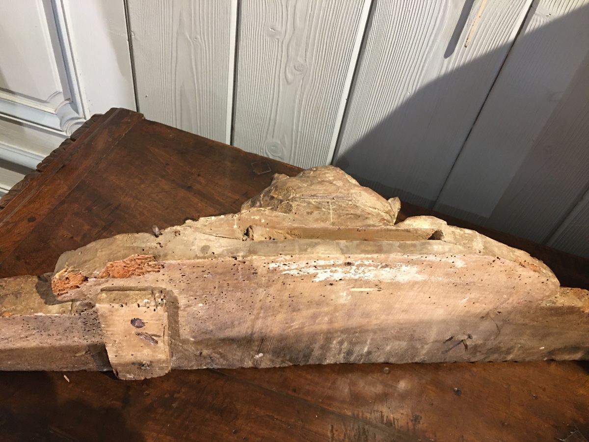 Élément retable bois sculpté doré ange 17 eme-photo-4