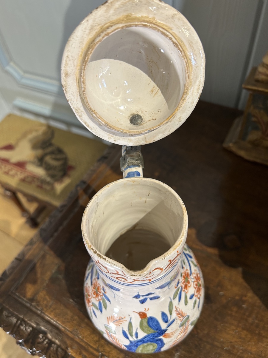 19th-century Delft Earthenware Pitcher With Lid-photo-4