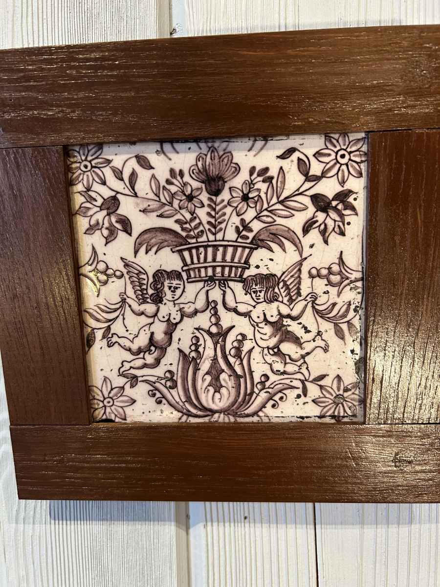 18th-century Delft Manganese Earthenware Tile-photo-3