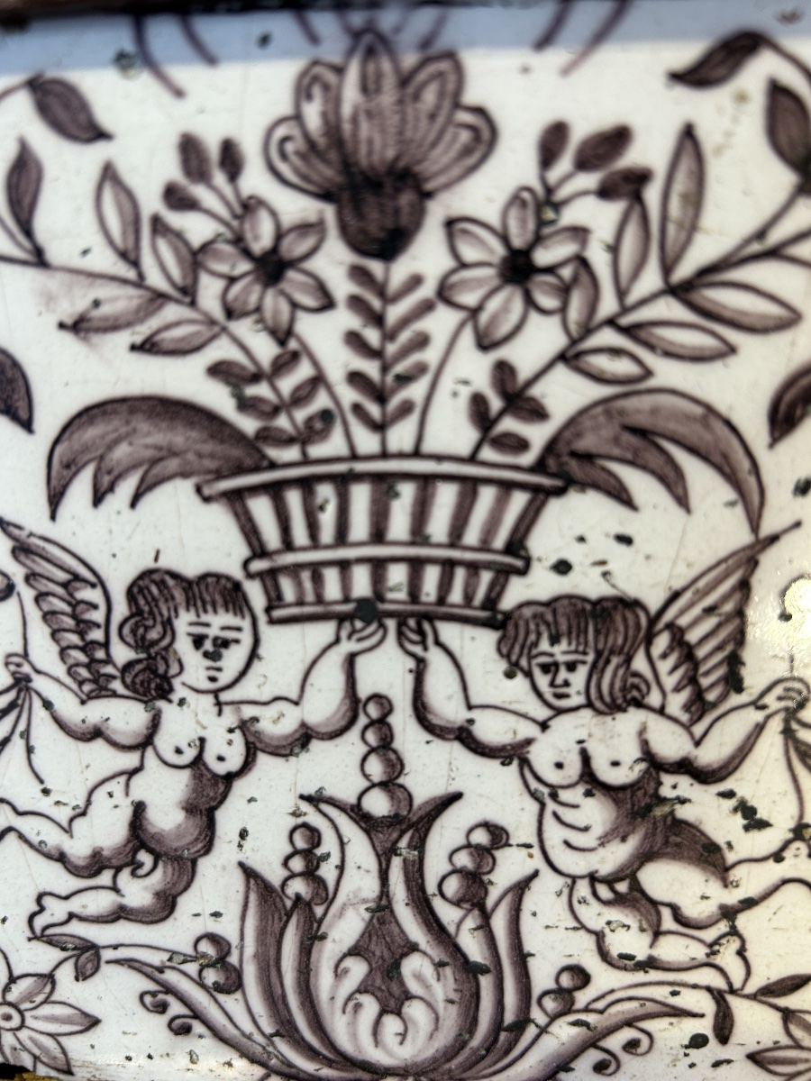 18th-century Delft Manganese Earthenware Tile