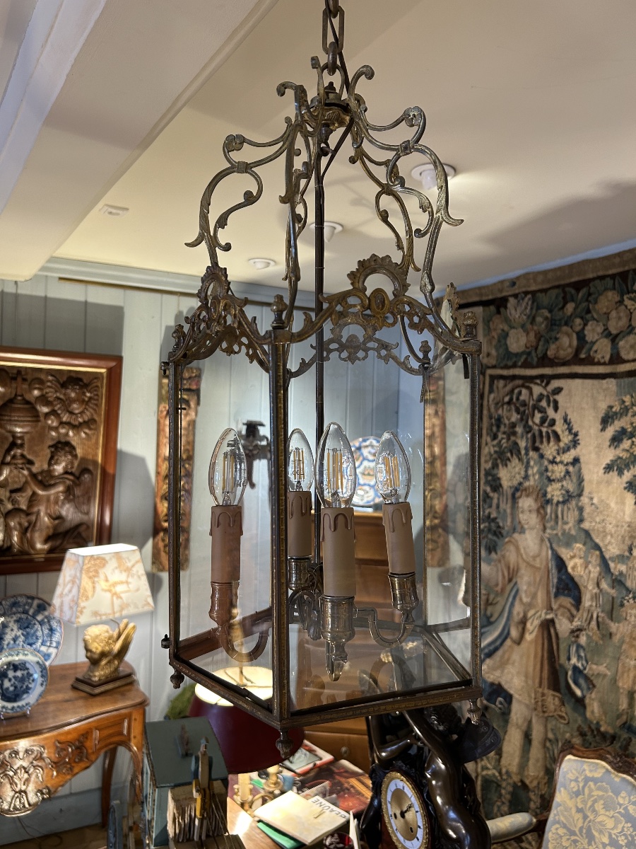 19th-century Gilded Bronze Lantern-photo-2