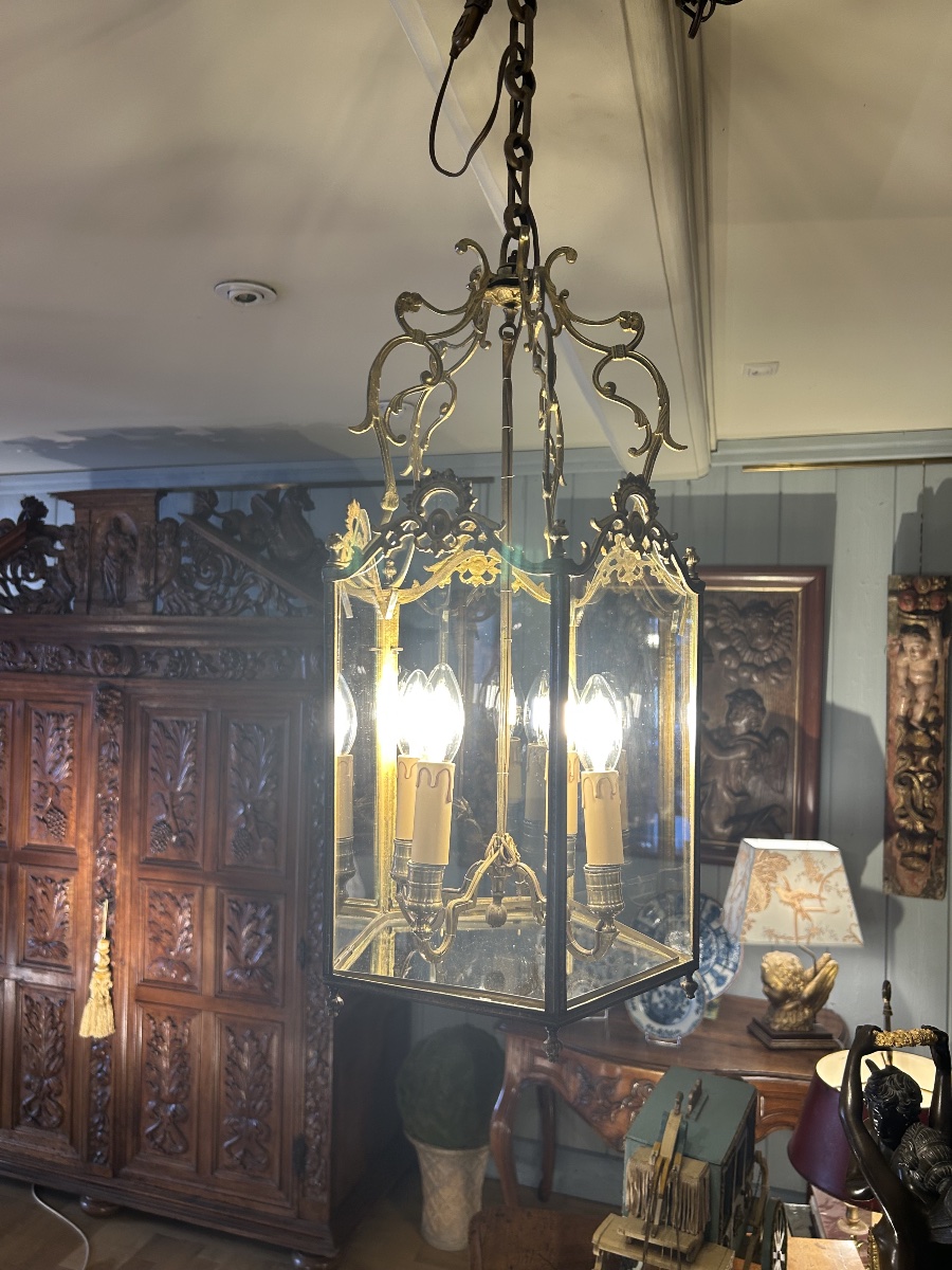 19th-century Gilded Bronze Lantern