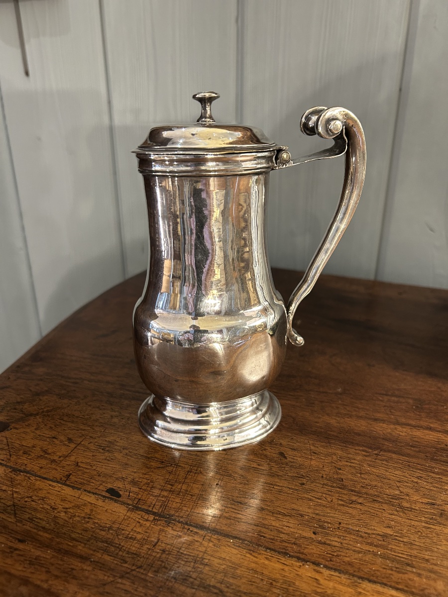 Pot de barbier métal plaqué argent début XVIII