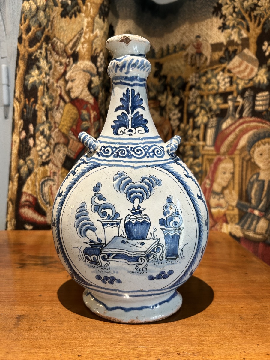 18th-century Nevers Earthenware Flask