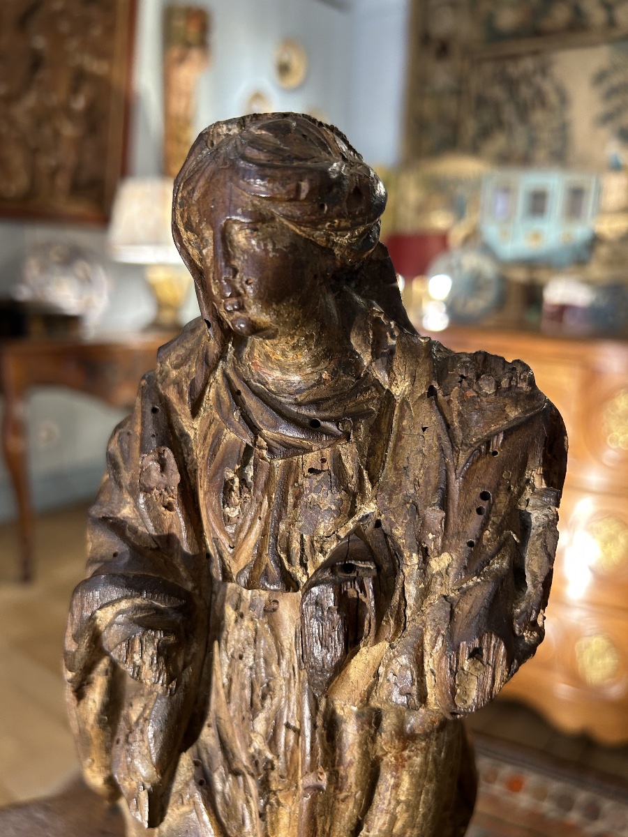 "virgin And Child," Carved Wood, 17th Century-photo-4