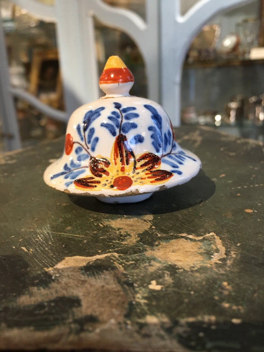Rare Petit Vase Couvert Faïence Delft 18 Eme-photo-4