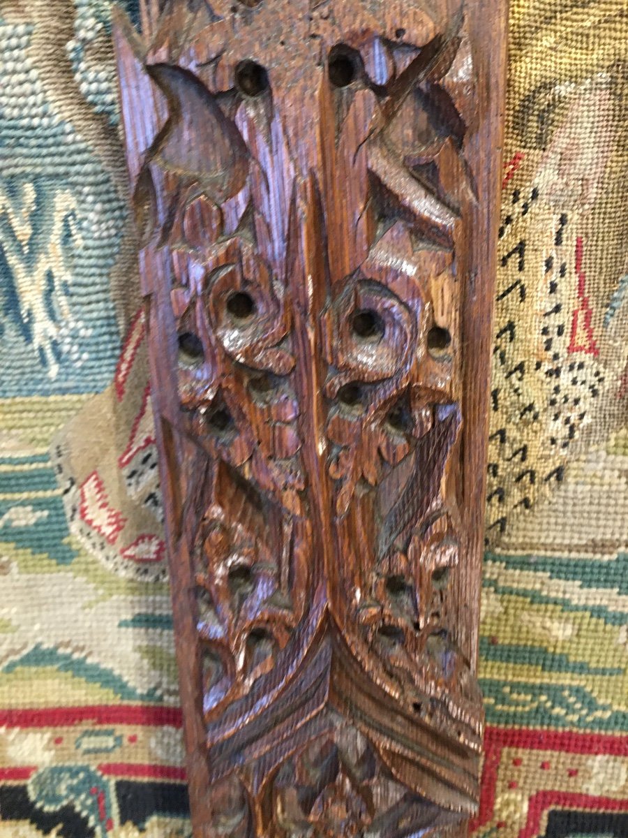 Small Gothic Oak Panel End XVth-photo-2