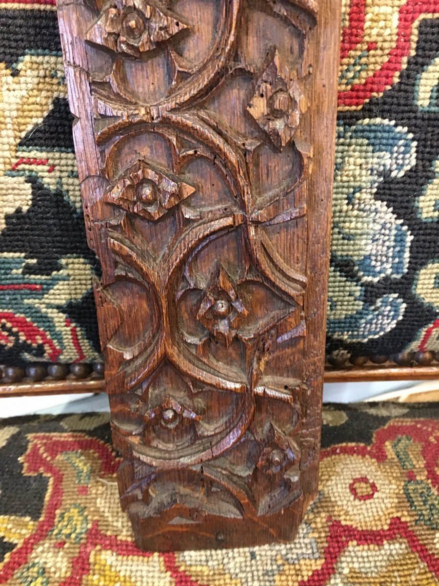 Small Gothic Oak Panel End XVth-photo-3