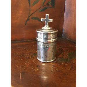 Rare Ampoule Huiles Saintes Argent 18 Eme