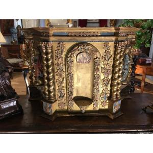 Tabernacle Golden Wood And Polychrome 18th