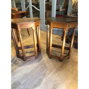 Paire de tabourets de chantre chêne 19 eme