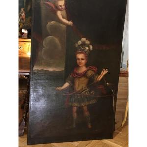 Portrait en pied jeune prince en cuirasse 17eme