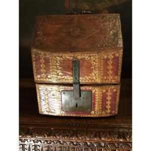 Coffret à couverts cuir frappé à l’or 18eme