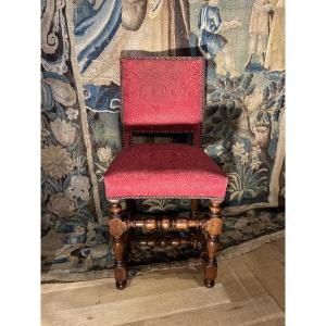 Chaise Louis XIII noyer tourné 17 eme