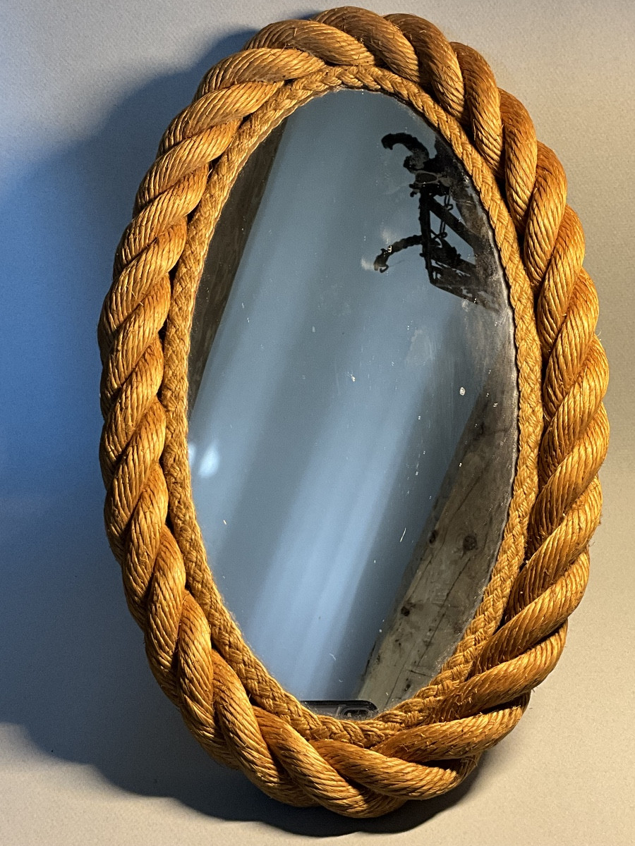 Miroir ovale en corde , Auzoux-Minet , années 70