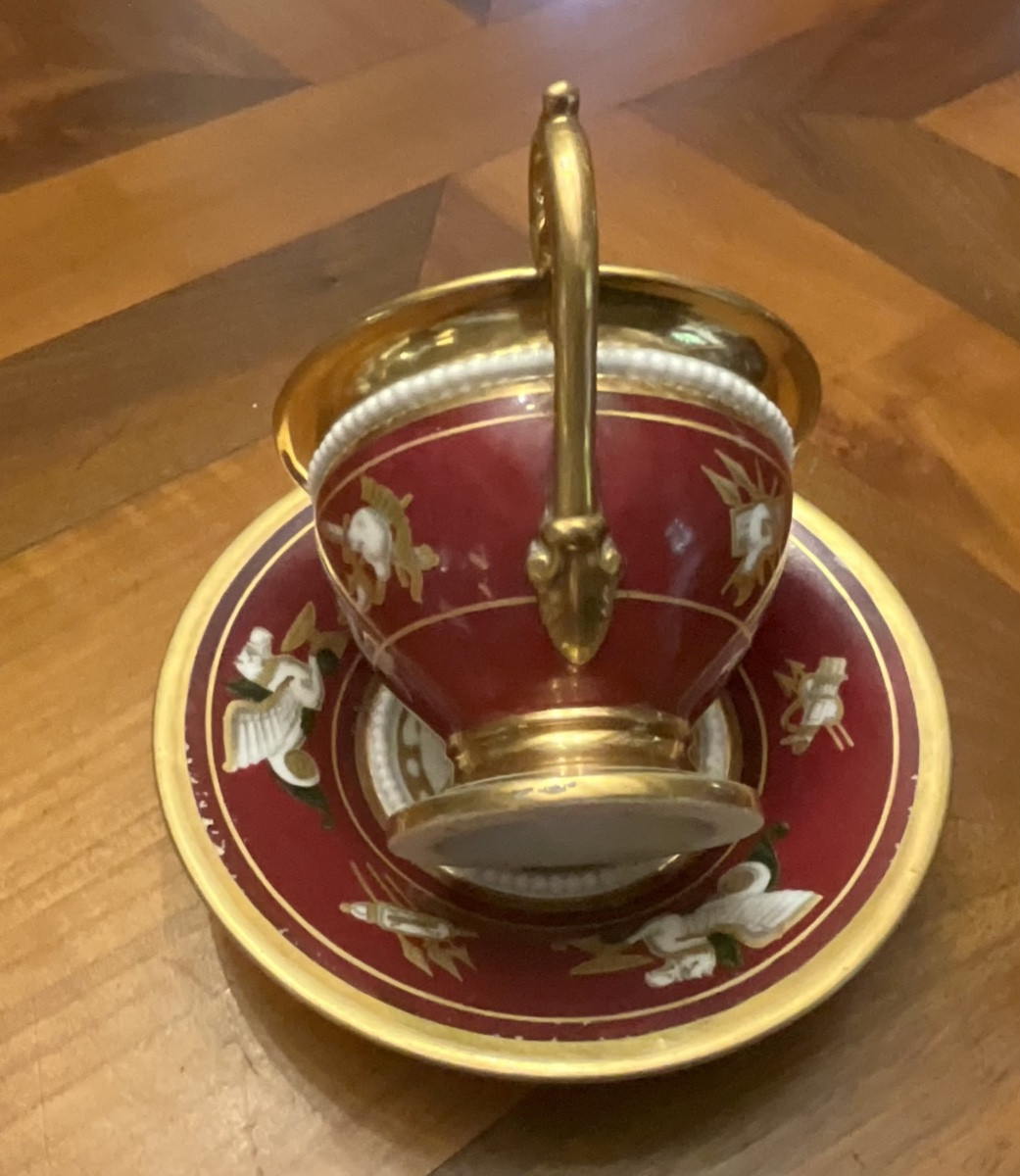 Chocolate Cup And Saucer, Early 19th Century, Paris Porcelain-photo-4