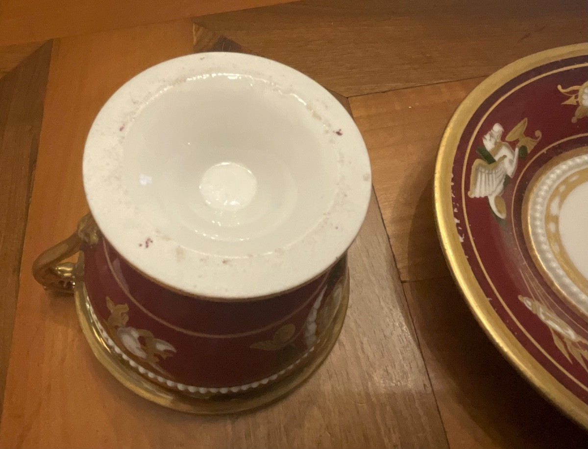 Chocolate Cup And Saucer, Early 19th Century, Paris Porcelain-photo-5
