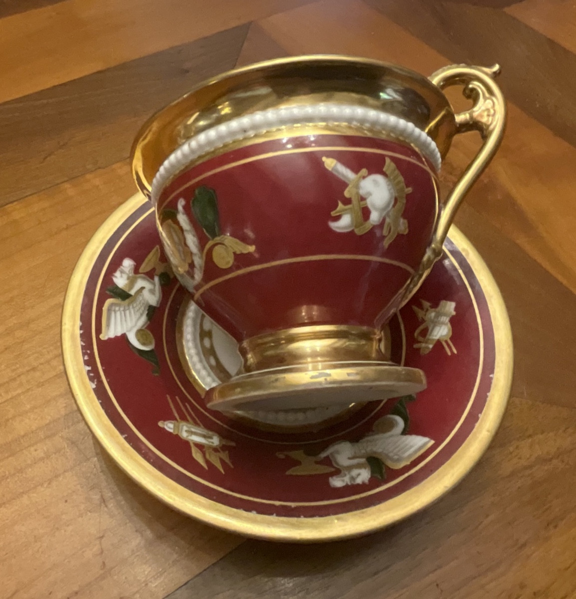 Chocolate Cup And Saucer, Early 19th Century, Paris Porcelain